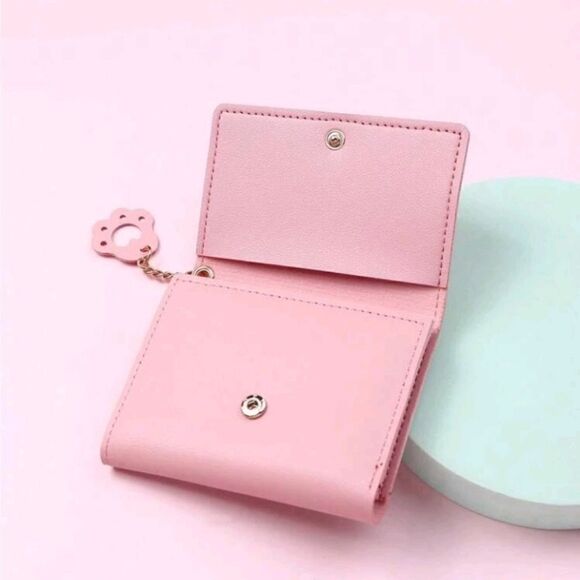 Cute Cat Pattern Short Wallet, Women's Clutch Trifold Coin Purse, Lightweight - Picture 3 of 5